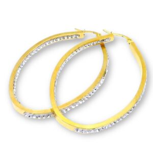 STAINLESS STEEL 2.5" OVAL HOOP EARRINGS