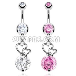 Stainless Steel piercing floating hearts navel