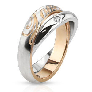 Stainless Steel Love Ring Two Tone Rolling