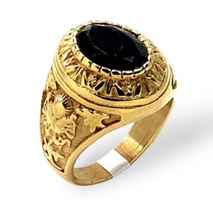 STAINLESS STEEL UNITED STATES ARMY RING ONYX