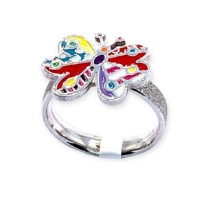 STAINLESS STEEL BUTTERFLY ENAMEL RING