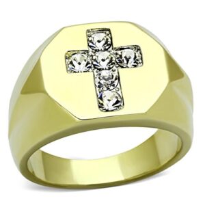 Stainless Steel Ring MEN Zirconia Crystal Cross