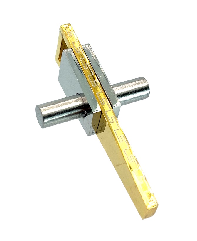 Stainless Steel Modern Cross Charm IP two – tone
