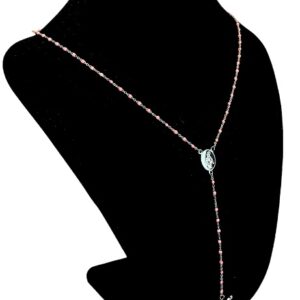 Rosary Necklace Rose Catholic and Christian Symbol Pendant Stainless Steel chain SP