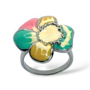 STAINLESS STEEL ENAMEL FLOWER SP RING