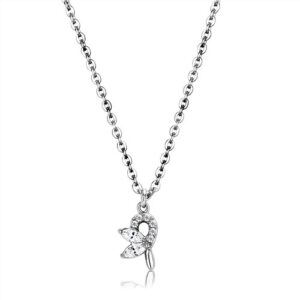Stainless Steel SET BELLE Chain Pendant Flower CZ WT