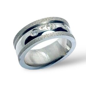 STAINLESS STEEL ARG RING 3CZ CLEAR