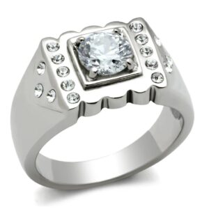 Stainless Steel Ring CZ RD Clear