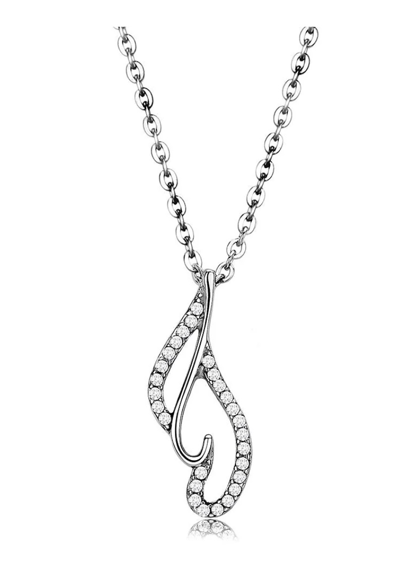 Stainless Steel SET BELLE Chain Pendant GT CZ WT