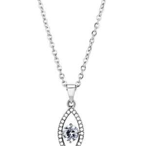 Stainless Steel SET BELLE Chain Pendant eye CZ WT