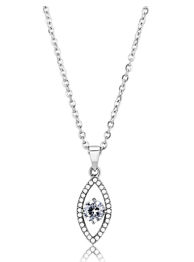 Stainless Steel SET BELLE Chain Pendant eye CZ WT