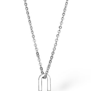 Stainless Steel SET BELLE Chain Pendant 0  CZ WT