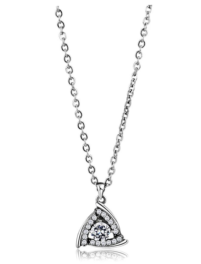 Stainless Steel SET BELLE Chain Pendant TR CZ Clear