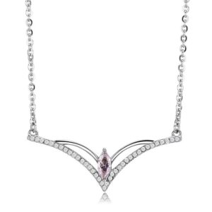 Stainless Steel SET BELLE Chain Pendant Princess CZ in Light Rose