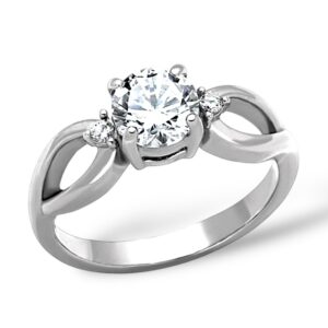Stainless Steel Ring 3 CZ in Clear