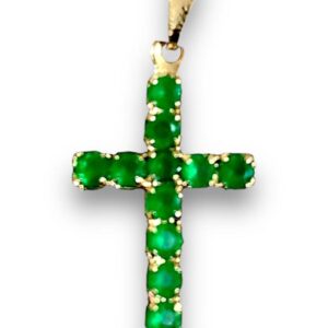 LAMINATED GOLD CHARM ST EMERALD CROSS ELEG STYLE